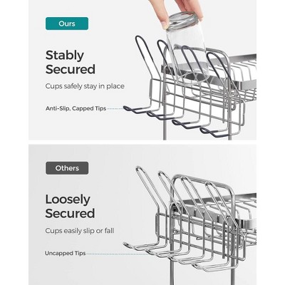 SONGMICS 2-Tier Stainless Steel Dish Drying Rack with Utensil Cup