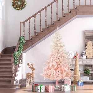 YOOCOZZ  Trendy Christmas Decoration - 7ft Unlit Spruce Artificial Christmas Tree with Realistic Branches and 1000 Tips, Pink, Easy to Setup - 1 of 4
