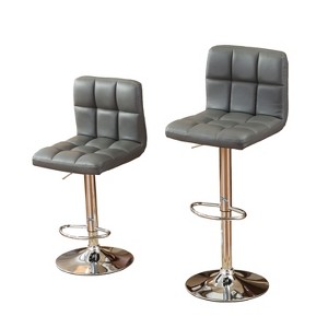 Dexmalle Set of 2 Swivel Faux Leather Bar Stool,Gray - 1 of 4