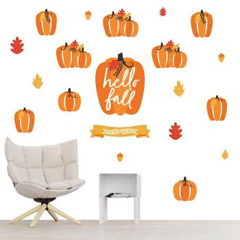 Big Dot of Happiness Fall Pumpkin - Peel and Stick Kitchen and Home Decor Vinyl Wall Art Stickers - Wall Decals - Set of 20