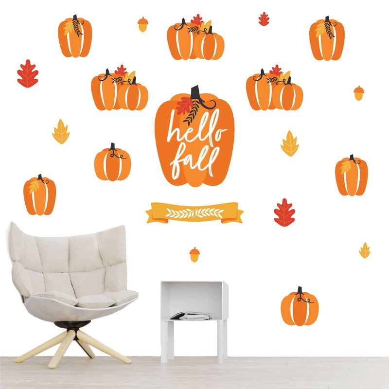 Big Dot of Happiness Fall Pumpkin - Peel and Stick Kitchen and Home Decor Vinyl Wall Art Stickers - Wall Decals - Set of 20, 1 of 9