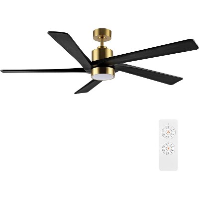 54" Gold Modern LED Ceiling Fan with Lights and Remote for Covered Outdoor, Living Room