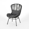 GDFStudio Cowan Outdoor Wicker and Glass 3 Piece Chat Set with Cushions, Gray, Dark Gray, and Black - 4 of 4