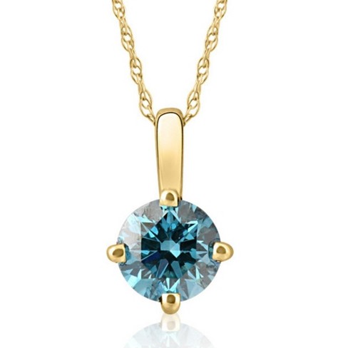 Pompeii3 VS 3/8Ct Blue Diamond Pendant Lab Created Necklace in 14k White or Yellow Gold - image 1 of 4