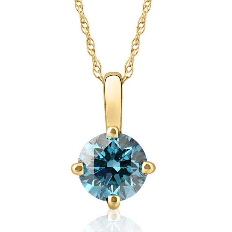 Pompeii3 VS 3/8Ct Blue Diamond Pendant Lab Created Necklace in 14k White or Yellow Gold, 1 of 5