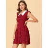 INSPIRE CHIC Women's Peter Pan Collar Ruffle Cap Sleeve Heart Print Pleated Dress - 4 of 4