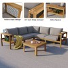 CAVINAS Patio Conversation Sets, Acacia Wood Patio Sofa Set, Woven Mesh Armrests Outdoor Couch Set for Garden - 3 of 4