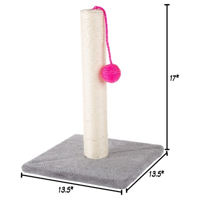 17-Inch Sisal Cat Scratching Post with Pink Toy Ball