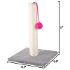 17-Inch Cat Scratching Post - Sisal Rope and Carpet Scratching Pole with Bright Pink Hanging Ball Toy for Adult Cats and Kittens by PETMAKER (Gray) - image 2 of 4