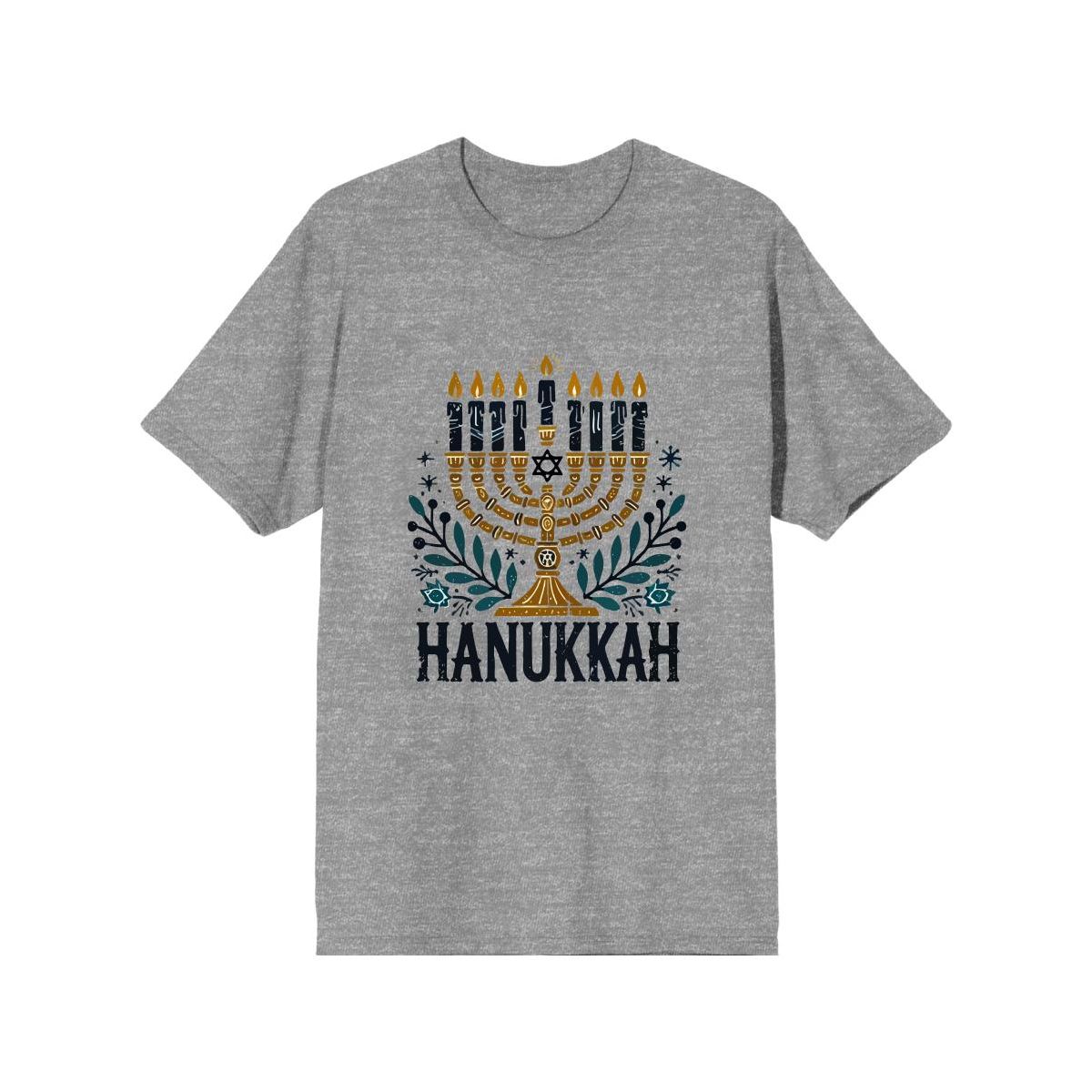 Hanukkah Menorah Adult Crew Neck Short Sleeve Tee