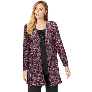 Jessica London Women's Plus Size Everyday Stretch Knit Open Front Cardigan - 1 of 4