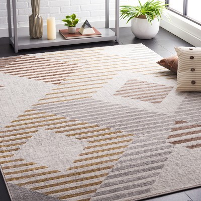 Palma Geometric Gray and Beige Synthetic Area Rug