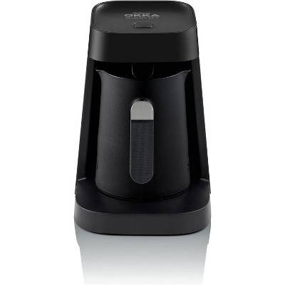 Arzum Okka Jet Black Matte Turkish Coffee Maker with Chrome Accents