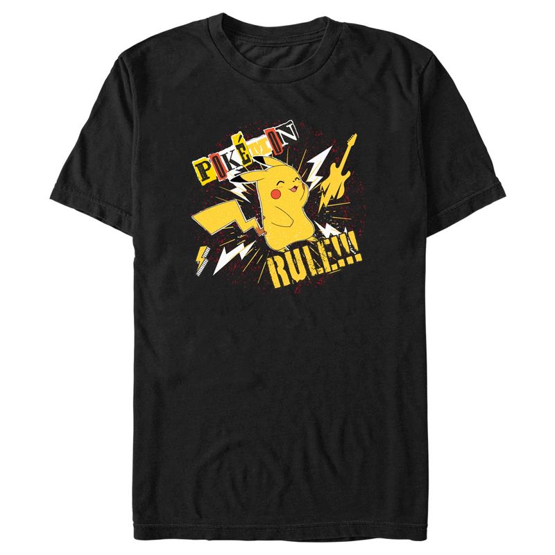 Men's Pokemon Pikachu Rules Guitar T-Shirt, 1 of 6