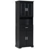 TIRAMISUBEST Tall Bathroom Cabinet with Four Doors, Large Storage Space Open Shelve, Upper Storage Cabinet, Black - 4 of 4