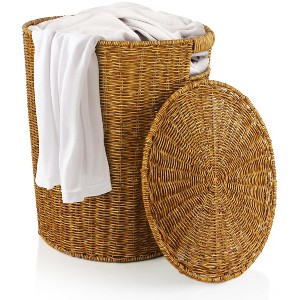 SUGIFT Rattan Laundry Hamper with Liner, Honey-Brown - 1 of 4