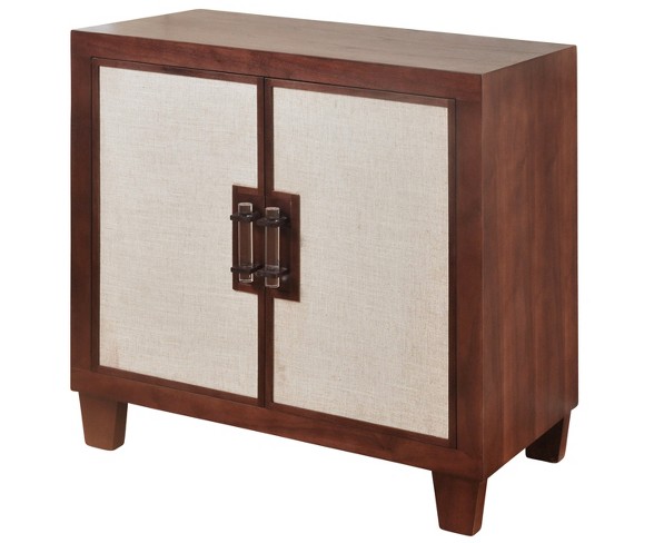 2 Door Cabinet with Beige Linen Door Panels Walnut - Stylecraft