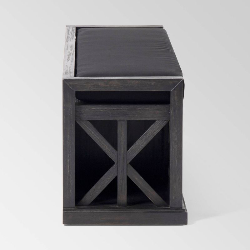 Cantebella Modern Storage Bench Dark Gray/Black - Christopher Knight Home, 4 of 8