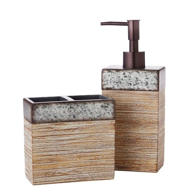 Natural Rustic Resin and Metal Soap Dispenser