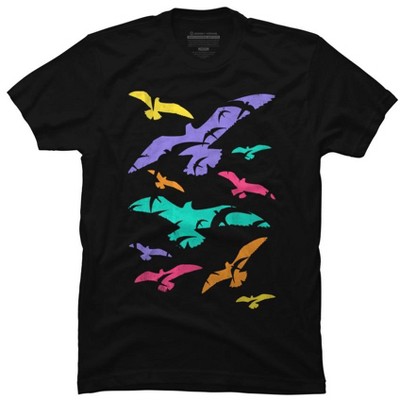 Men's Design By Humans Birds Flying In Color By Expo T-Shirt