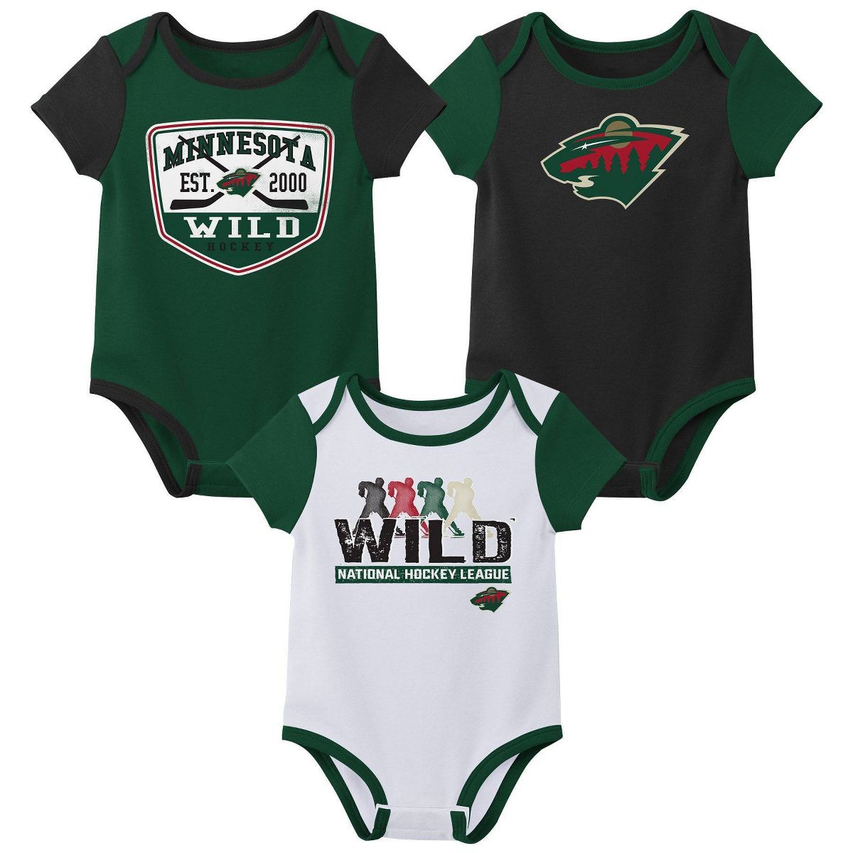 NHL Minnesota Wild Infant Boys' 3pk Bodysuit