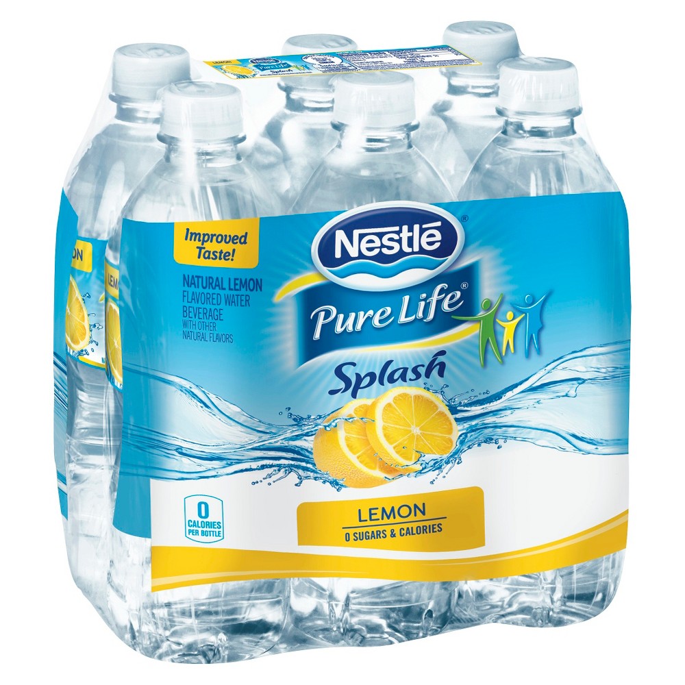 Nestle Pure Life Splash Lemon Flavored Water 16.9 oz 6 pk