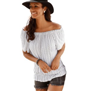 Women's 2 Pk Smocked Off The Shoulder Tops - LASCANA - 1 of 4