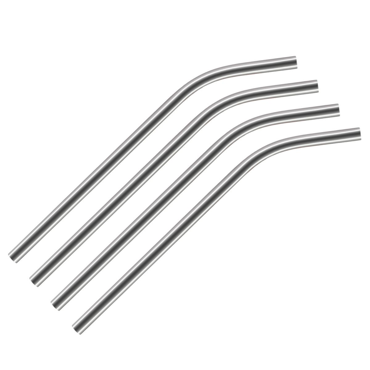Large Reusable Metal Straw 4 Pcs Silver