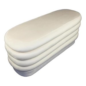 Thor 44" Oval Modern Velvet Fabric Ottoman in Dove White - 1 of 4