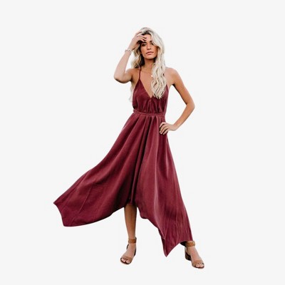 Anna-Kaci Women's Sleeveless Wrap Maxi Dress with High-Low Hem