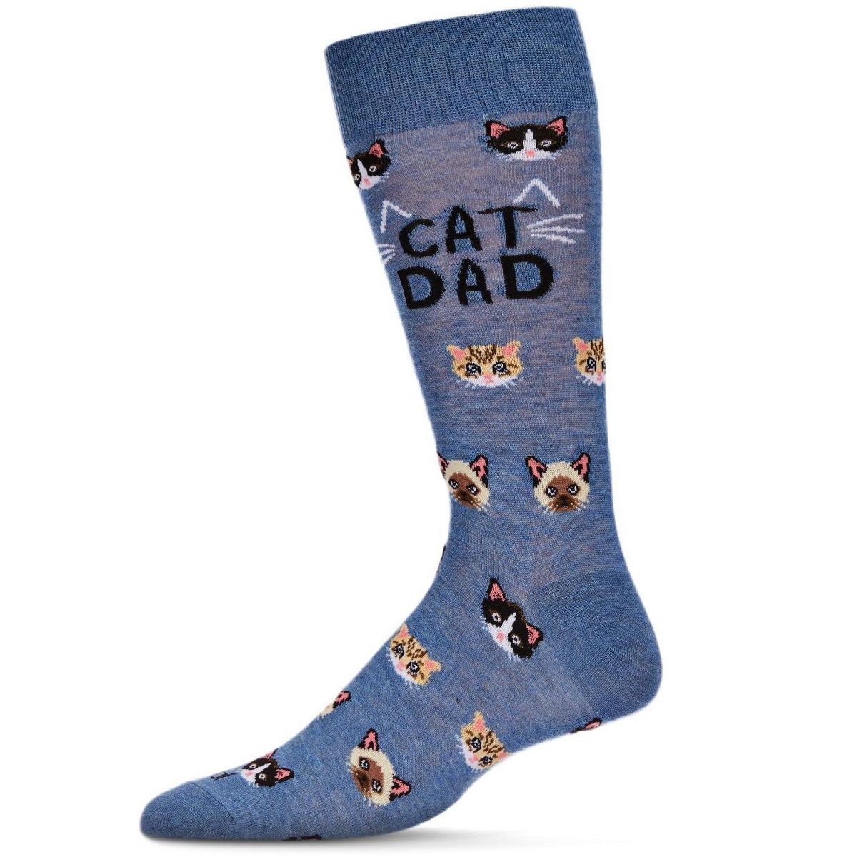 Memoi Men's "Cat Dad" Rayon from Bamboo Blend Novelty Crew Socks