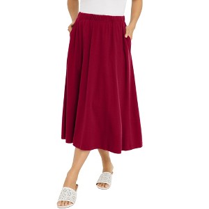Jessica London Women's Plus Size Soft Ease Midi Skirt - 1 of 4