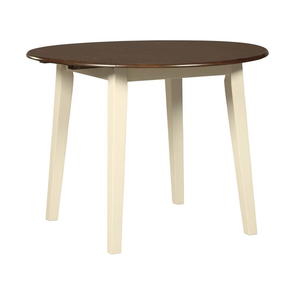 Photos - Garden & Outdoor Decoration Ashley Woodanville Dining Room Table Cream/Brown - Signature Design by : Modern Round Table for 4, Two-Tone Veneer 