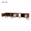 Angel Sar 78" TV Stand with Rattan Doors & Glass Shelves, Media Console for 75-85 inch TVs, Storage Entertainment Center for Living Room, Walnut - 3 of 4