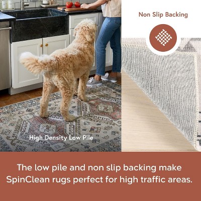 Cream Southwestern 16x10 Washable Synthetic Area Rug