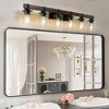 DOMETOUR 42'' Rustic 6-Light Vanity Light, Industrial Bathroom Wall Sconce with Glass Shades, Wood Accent, Modern Farmhouse Fixture (No Bulbs) - 4 of 4