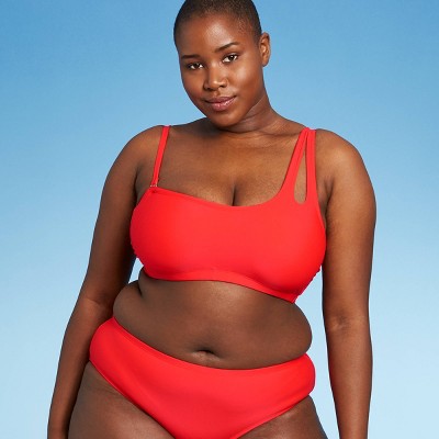 red plus size bikini top