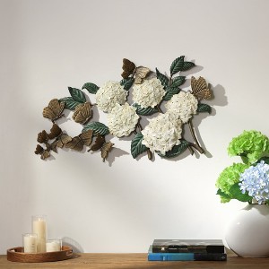 SPI Home Hydrangea and Butterfly Wall Hanging – 25" Wide Cast Aluminum Floral Accent for Indoor/Outdoor Display - 1 of 4