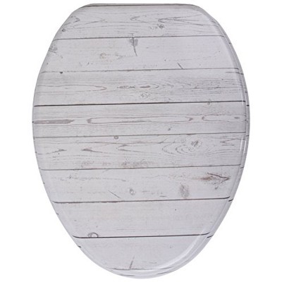 Sanilo 145 Elongated Molded Wood Toilet Seat with No Slam, Slow, Soft Close Lid, Stainless Steel Hinges, Unique Fun Decorative Design, Timber