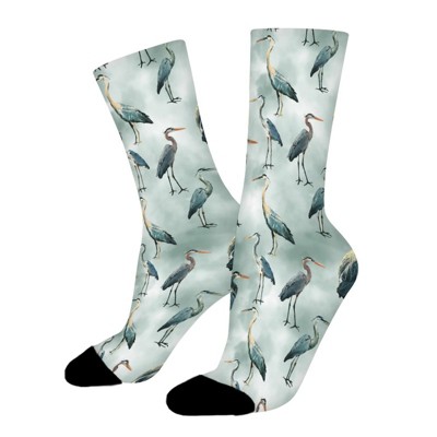 Herons On Blue And Gray Sky Women Printed Crew Socks Funny Funky Socks Soft Polyester Novelty Gifts for Artists Men