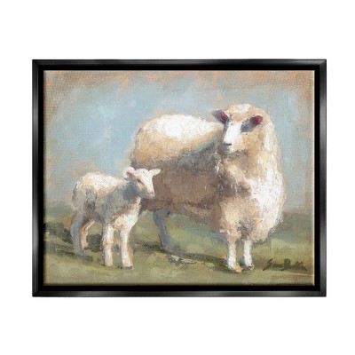 Stupell Industries Sheep Lamb Family Farm Framed Floater Canvas Wall Art