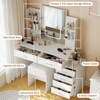 Vanity Desk with Mirror, LED Lights, Power Outlet, Makeup Table with 6 Drawers, 6 Storage Shelves & Stool for Bedroom - 4 of 4