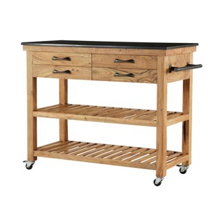 Olivia & May Coastal Wood Kitchen Cart Brown: 4 Drawers, 2 Shelves, No Assembly Required - 1 of 4
