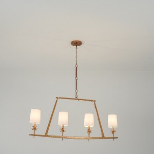 Rennnsan Merivae 47" W 4 - Light Liner Linen Mid-Century Modern Dimmable Distressed Kitchen Island Pendant in Gold - 1 of 4