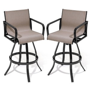 Crestlive Products Swivel Bar Stools Set of 2 Indoor Outdoor Bar Height Chairs with Sunbrella Fabric and Aluminum Frame - 1 of 4