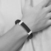 Black Bow Jewelry 13mm Two Tone Stainless Steel & Black Leather I.D. Bracelet, 8.5 Inch - 4 of 4