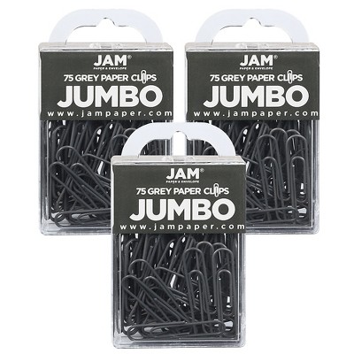 JAM Paper Colored Jumbo Paper Clips Large 2 Inch Grey Paperclips 21830628B