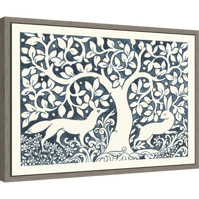 Graywash Scandinavian Forest Life Canvas Print with Float Frame