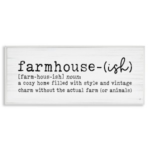 Stupell Industries Farmhouse-Ish Playful Definition Sign Birch Pattern Framed Giclee Art, White, 24" x 10" - 1 of 4