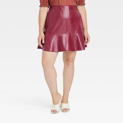 Women's Plus Size Faux Leather Mini Skirt - Ava & Viv™